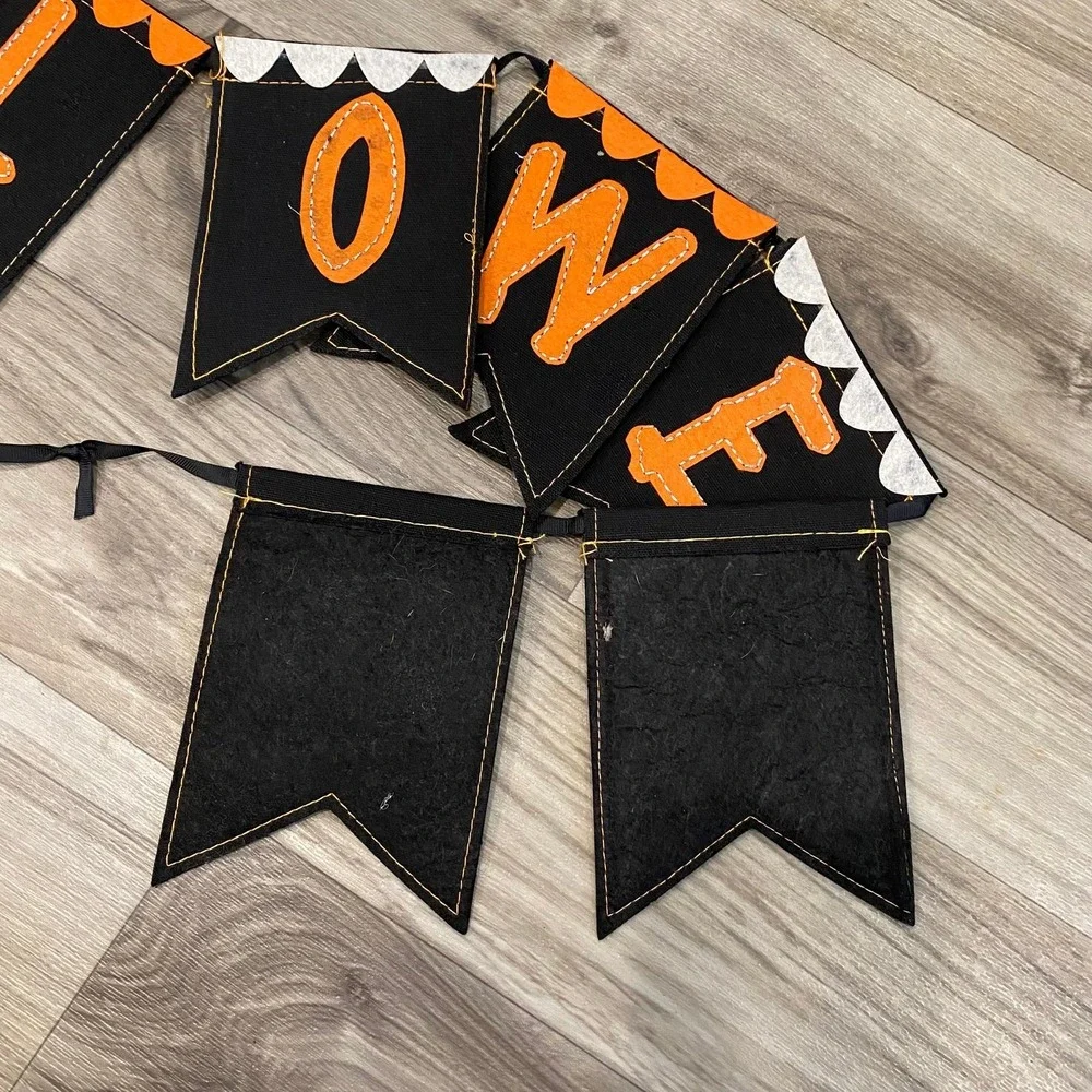 Unbranded Happy Halloween Banner Black Orange Good Felt Pennant Garland